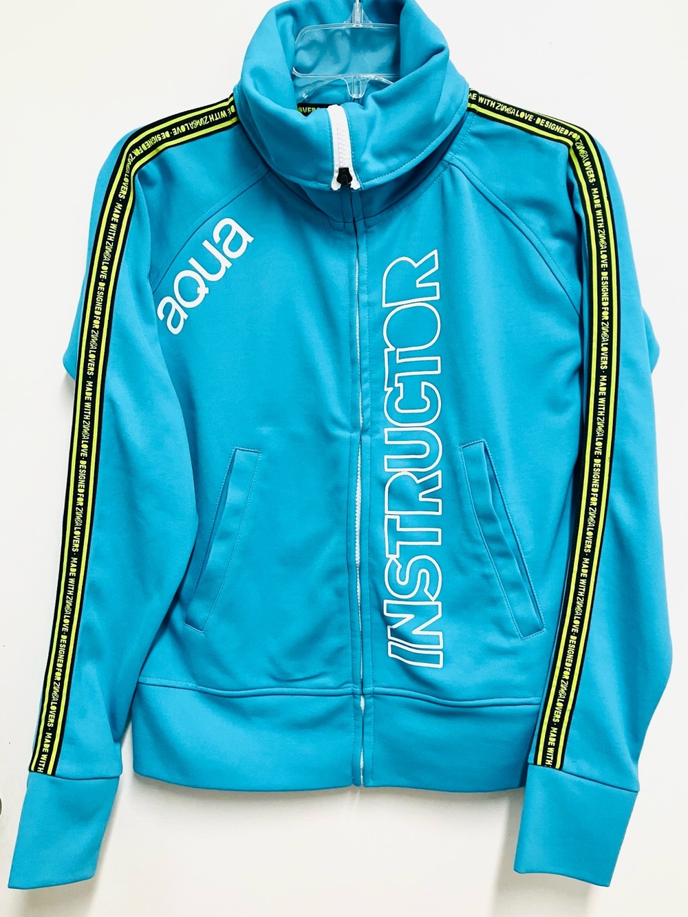 Zumba Aqua Fitness Turquoise Jacket with Neon Lime Trim